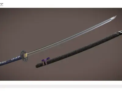 Katana Japanese Sword Low-poly 3D model
