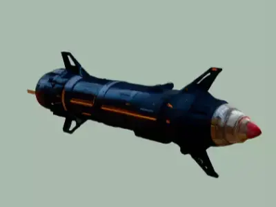 Futuristic Sci-Fi Missile 3D Model Space Rocket Weapon Low-poly 3D model