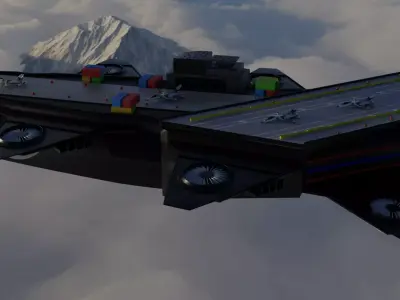 Flying Military Ship Low-poly 3D model