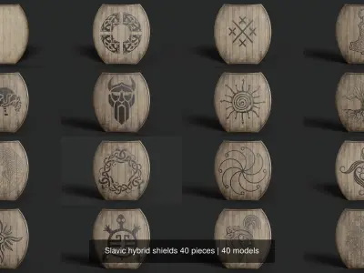 Slavic hybrid shields 40 pieces 3D Model Pack