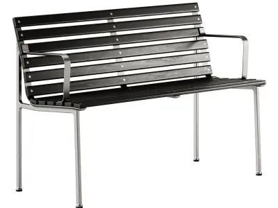 Traverse Garden Bench with armrests with back by Hay 3D model