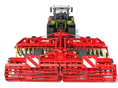 Tractor with Trailed Disc Harrow 3D model buy