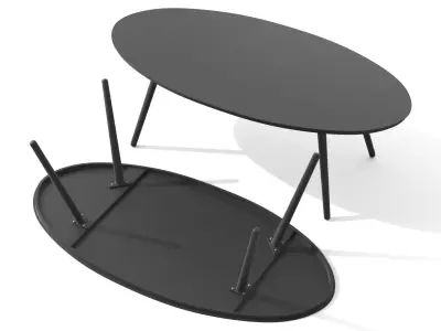 Halden Dark Charcoal Oval Coffee Table Low-poly 3D model
