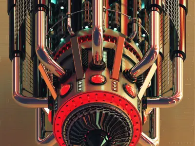 Steampunk hardcore cool scene ideas Low-poly 3D model