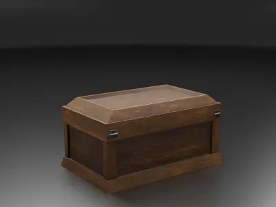 Chest wooden Free low-poly 3D model