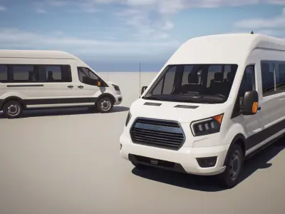 Passenger Van - Transit  - Game Ready Vehicle Low-poly 3D model