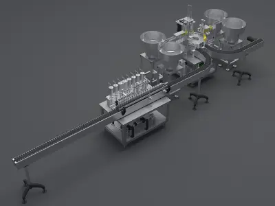 Spray filling production line 3D model
