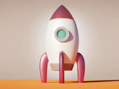 Cartoon Rocket Low-poly 3D model purchase