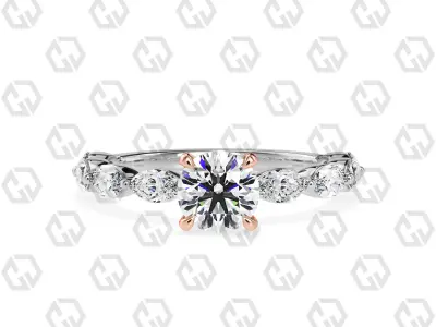 Ring 89 Round Shape marquise on shanks with Gems 3D print model