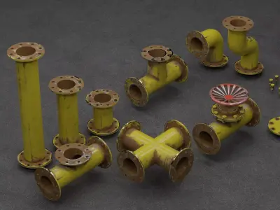Pipes collection rusty Low-poly 3D model by SalamSadeq