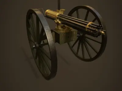 Gatling Gun Low-poly 3D model buy