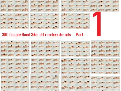 300 Couple Band Ring 3dm stl render detail Part-1 3D Model Pack