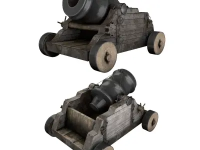 15th Century Mortar Cannon Rusty Low Poly  Low-poly 3D model