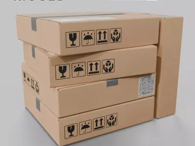 Cube Flat Cardboard Box - Rigged and Fully Customizable Low-poly 3D model