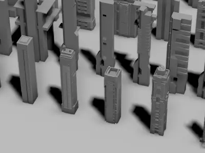 futuristc architecture set - GITS 3D model