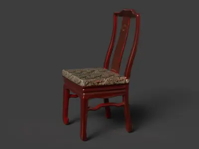 Chinese wooden chair  Low-poly 3D model
