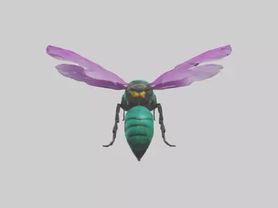 Cattleya Orchid bee flying model 3D model