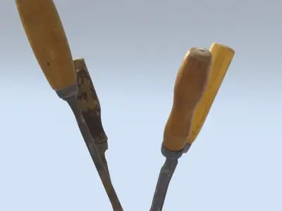 Chisels High Poly woodworking tools - woodworking tools 3D model