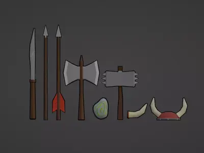 MEDIEVAL OR VIKING SET Low-poly 3D model