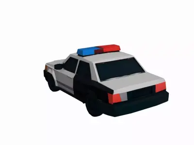 Low Poly Police Car City Vehicle Model PBR Texture Low-poly 3D model