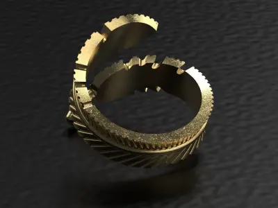 Leaf father antique ring  3D print model