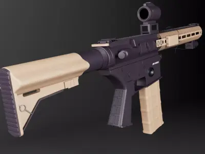 m4 tactical war rifle Low-poly 3D model