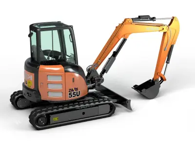 Rigged Hitachi Zaxis 55U - ZX55U Hydraulic Excavator 3D model