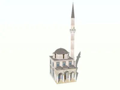 Mosque 3D antique building in Greece Low-poly 3D model