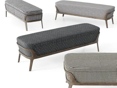 Banquette four different upholstered benches Low-poly 3D model