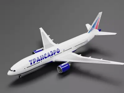 Boeing 777-200 Transaero Livery 3D model