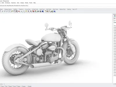 Bobber-style motorcycle 3D model