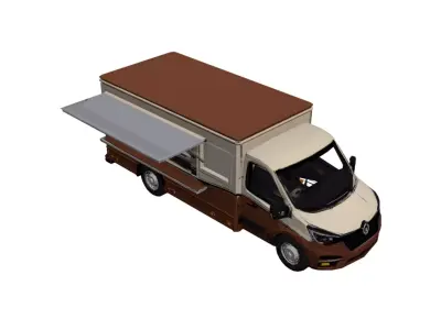 Renault Master Food Truck Low Poly Mobile Kitchen Vehicle Low-poly 3D model