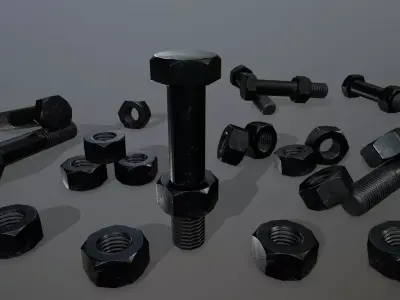 Bolts bolt and nut Low-poly 3D model 23