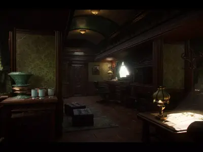 Victorian Train Interior Environment Pack Low-poly 3D model