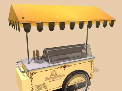 Icecream showcase ISA Carrettino Low-poly 3D model
