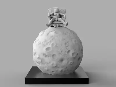 SPACEMAN ON MOON WITH BONG 3D PRINTING DIORAMA 3D print model