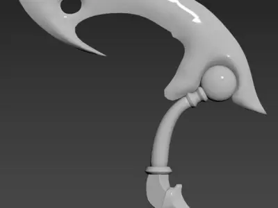 Sickle weapon made of gem and metal Free low-poly 3D model