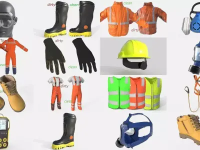 Workman Outfit and Safety Equipment 3D Model Pack