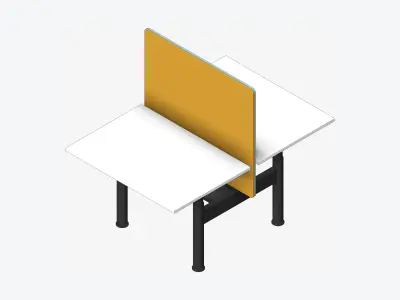 Desk - Double - Officetec - Modela - Linear - Adjustable Height Low-poly 3D model