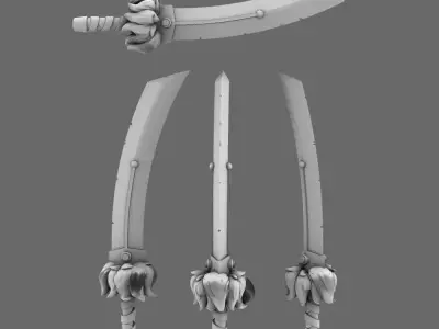 Cyber Samurai Demon Dog Sword NOHAND 3D print model