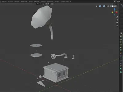 An antique gramophone a gramophone from old-fashioned 3D model