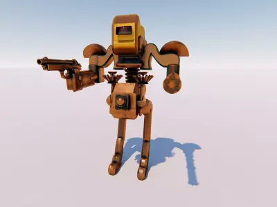 robot holding gun Low-poly 3D model