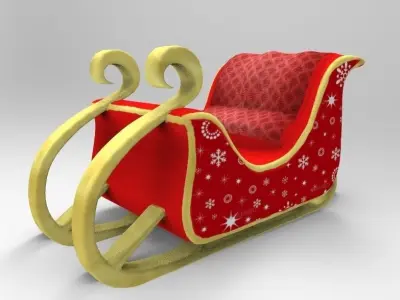 Santa Sled Free low-poly 3D model
