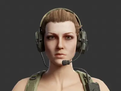 Female Soldier Low-poly 3D model purchase