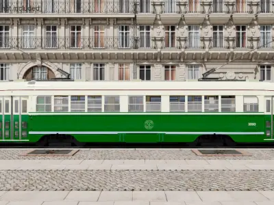 Classic Tram Green Beige  purchase 3D model