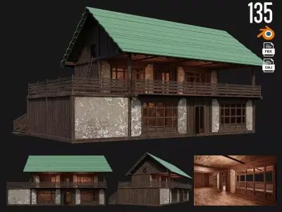 Old Medieval Building 4K Textures GameReady 135 Low-poly 3D model