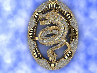 Chinese Dragon Pendant 3D print model 3D print model purchase