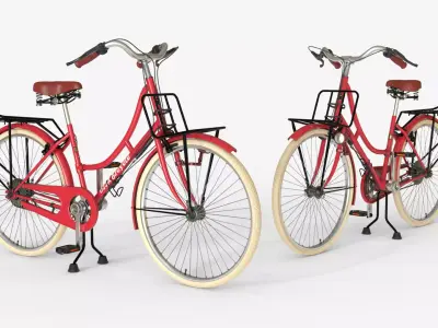 Red Vintage City Bicycle 3D model