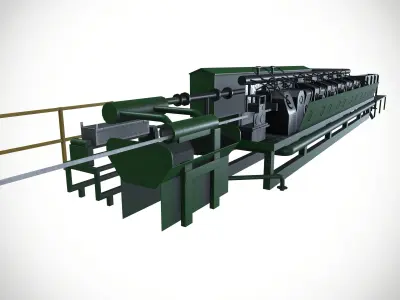 Aluminum Wire Casting Machine Aluminum Melting Furnace Low-poly 3D model