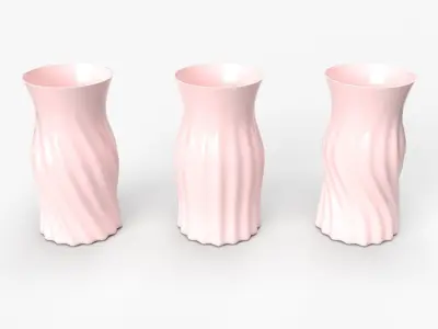 Realistic 3D pink coloured Vase set 3D print model